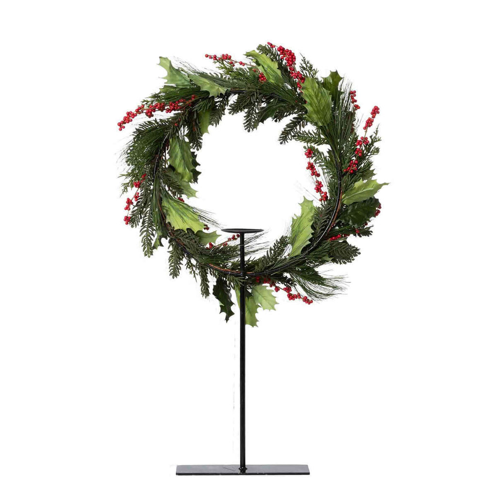 Blue Spruce Wreath with LED Lights, Large-Fiore Verde
