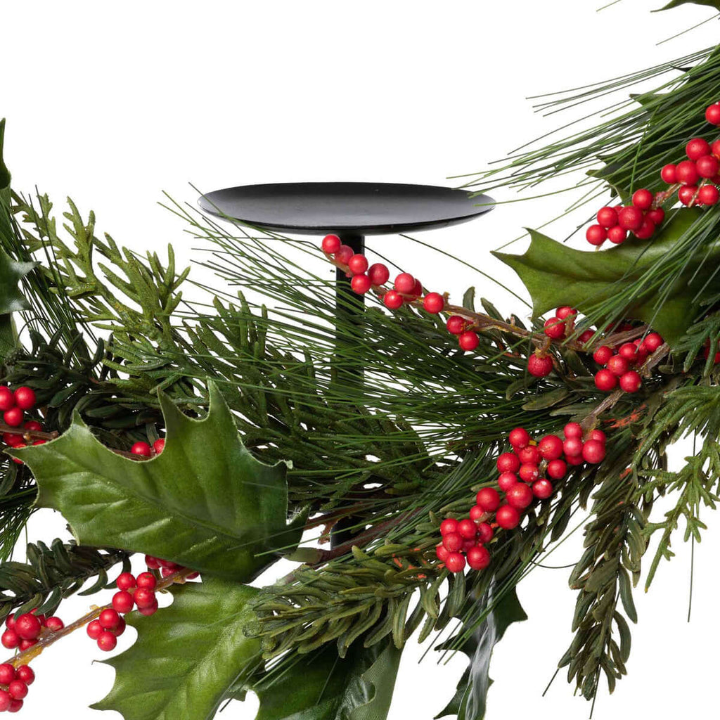 Blue Spruce Wreath with LED Lights, Large-Fiore Verde